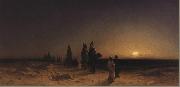 Karl Friedrich Christian Welsch Crossing the Desert at Sunset, Sweden oil painting artist